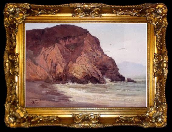 framed  Henry Otto Wix Rocky Coast with Birds, ta009-2